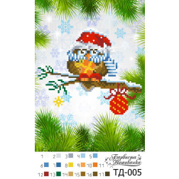 Схема картины Сюрприз от совы (Серия: Новогодние совы) для вышивки бисером на ткани (ТД005пн1521)