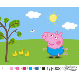 Схема картины Джордж (серия: Свинка Пеппа) для вышивки бисером на ткани (ТД008пн2115)