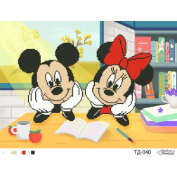 Схема картины Микки Маус и Минни Маус (Серия: Микки Маус и его друзья) для вышивки бисером на ткани (ТД040пн4230)