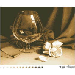 Схема картины Бокал и роза для вышивки бисером на габардине (ТК007пн5442)