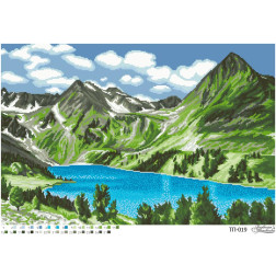 Схема картины Озеро в сердце гор для вышивки бисером на ткани (ТП019пн6443)