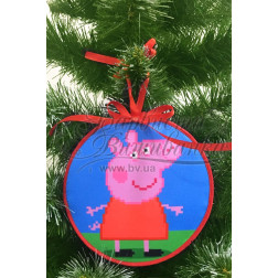 Схема Сшитая новогодняя игрушка Свинка Пеппа (серия: Свинка Пеппа) для вышивки бисером и нитками на ткани (ТР372аБ1414)