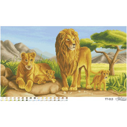 Схема картины Семейство львов для вышивки бисером на ткани (ТТ013пн6335)