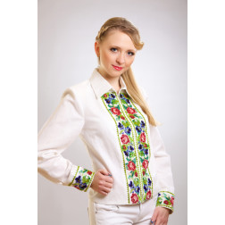 Блузка-вышиванка женская вышитая рубленым бисером (рубкой) ЖБ402лБ4607