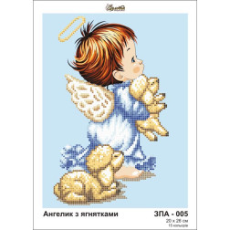 Схема картины Золотая Подкова ЗПА-005 Ангелочек голубой для вышивания бисером на шелке (ЗА005ан2026)