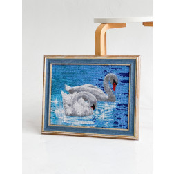 Picture embroidered with beads on pattern Barvysta Vyshyvanka  Swans 40x32 (AA002an3326)