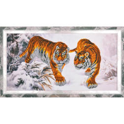 Picture embroidered with beads on pattern Barvysta Vyshyvanka Ussuri tiger 72x42 (AA005an6535)