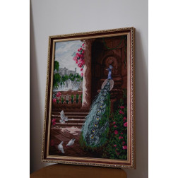 Picture embroidered with beads on pattern Barvysta Vyshyvanka  Luxurious peacock 53x75 (AA014an5375)