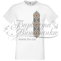 Men's T-shirt vyshyvanka printed by cross-stitch (S) FM029xW4601