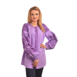 Sewed women's shirt (Ukrainian boho vyshyvanka) with printed pattern for embroidering Barvysta Vyshyvanka Necklace (JE003lF4202_231_026)