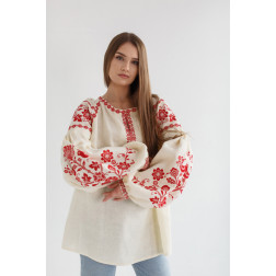 Sewed women's shirt (Ukrainian boho vyshyvanka) with printed pattern for embroidering Barvysta Vyshyvanka Ceremonial (JE004lM4201_055_114)