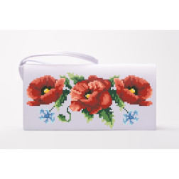 DMC thread kit for cross stitch embroidery for Sewed clutch bag (Ukrainian vyshyvanka) Poppies, cornflowers KL003pW1301h