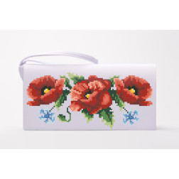 Cross stitch kit Barvysta Vyshyvanka Sewed clutch bag with stamped cross stitch (Ukrainian vyshyvanka) Poppies, cornflowers (KL003pW1301i)