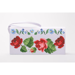 Cross stitch kit Barvysta Vyshyvanka Sewed clutch bag with stamped cross stitch (Ukrainian vyshyvanka) Roses and forget-me-nots (KL004pW1301i)