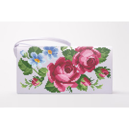 Cross stitch kit Barvysta Vyshyvanka Sewed clutch bag with stamped cross stitch (Ukrainian vyshyvanka) Pink roses, violets (KL009cW1301i)