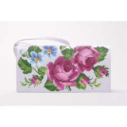 Cross stitch kit Barvysta Vyshyvanka Sewed clutch bag with stamped cross stitch (Ukrainian vyshyvanka) Lilac roses, violets (KL010cW1301i)