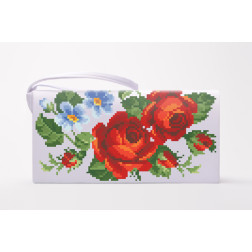DMC thread kit for cross stitch embroidery for Sewed clutch bag (Ukrainian vyshyvanka) Passionate roses, violets KL011pW1301h