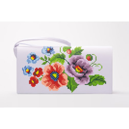 Cross stitch kit Barvysta Vyshyvanka Sewed clutch bag with stamped cross stitch (Ukrainian vyshyvanka) Poppies and forget-me-nots (KL014pW1301i)