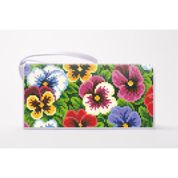 DMC thread kit for cross stitch embroidery for Sewed clutch bag (Ukrainian vyshyvanka) Picturesque pansy KL172pW1301h