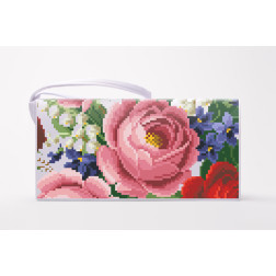 DMC thread kit for cross stitch embroidery for Sewed clutch bag (Ukrainian vyshyvanka) Luxurious roses, violets, lilies KL173pW1301h