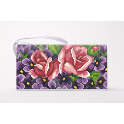 DMC thread kit for cross stitch embroidery for Sewed clutch bag (Ukrainian vyshyvanka) Violets and roses KL179pW1301h