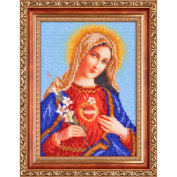 Picture embroidered with beads on pattern Barvysta Vyshyvanka  The icon Open Heart of Maria 22x27 (OT089an1622)