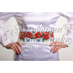 DMC thread kit for cross stitch embroidery for women's belt (Ukrainian vyshyvanka) Poppies, cornflowers PS003pWnnnnh
