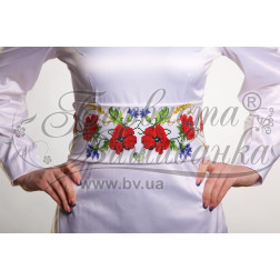 DMC thread kit for cross stitch embroidery for women's belt (Ukrainian vyshyvanka) Poppies, cornflowers, spikelets PS013pWnnnnh