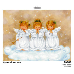 Fabric with stamped beads for beading Barvysta Vyshyvanka Wonderful angels 40x30 (TA008pn4030)