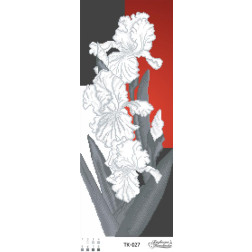 Fabric with stamped beads for beading Barvysta Vyshyvanka Grey irises 23x58 (TK027pn2358)