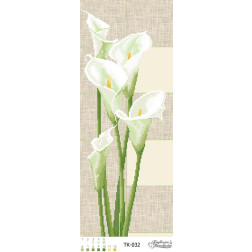 Fabric with stamped beads for beading Barvysta Vyshyvanka Green calla 23x58 (TK032pn2358)