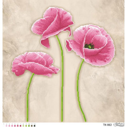 Fabric with stamped beads for beading Barvysta Vyshyvanka Fragile pink poppies 58x58 (TK063pn5858)