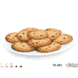 Fabric with stamped beads for beading Barvysta Vyshyvanka Homemade cookies 33x22 (TK091pn3322)