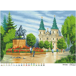 Fabric with stamped beads for beading Barvysta Vyshyvanka The colorful maidan 61x43 (TM002pn6143)