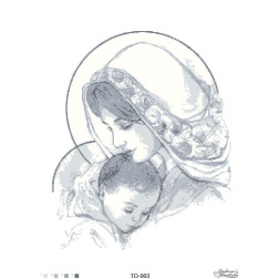 Fabric with stamped beads for beading Barvysta Vyshyvanka Mariya with Child (gray) 45x60 (TO003pn4560)