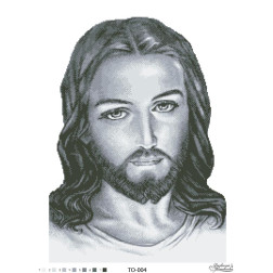 Fabric with stamped beads for beading Barvysta Vyshyvanka Jesus (gray) 45x60 (TO004pn4560)