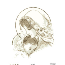 Fabric with stamped beads for beading Barvysta Vyshyvanka Mariya with Child (beige) 45x60 (TO005pn4560)