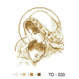 Fabric with stamped beads for beading Barvysta Vyshyvanka Mariya with Child (brown) 16x19 (TO020pn1619)