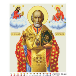 Fabric with stamped beads for beading Barvysta Vyshyvanka Saint Nicholas The Wonderworker 35x43 (TO065pn3543)