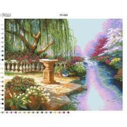Fabric with stamped beads for beading Barvysta Vyshyvanka Landscape Dream beach 61x47 (TP009pn6147)
