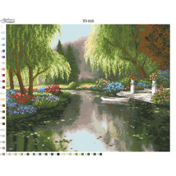 Fabric with stamped beads for beading Barvysta Vyshyvanka Landscape Beautiful nook 61x47 (TP010pn6147)
