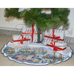 Fabric with stamped cross stitch for cross stitch embroidery Barvysta Vyshyvanka Sewed skirt under the Christmas tree Amazing ice rink 100d (TR156aW9999)