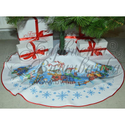 Fabric with stamped cross stitch for cross stitch embroidery Barvysta Vyshyvanka Sewed skirt under the Christmas tree Snowmen 100d (TR160aW9999)