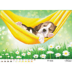 Fabric with stamped beads for beading Barvysta Vyshyvanka Puppy's siesta 47x32 (TT016pn4732)