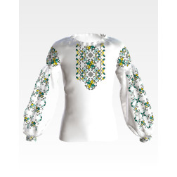 Fabric with stamped beads for bead embroidery Kid`s shirt (Ukrainian vyshyvanka)  Tenderness of spring (VE037pWnnnn)