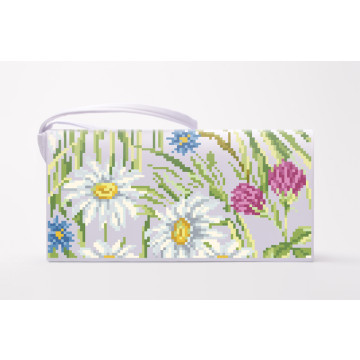 Sewed clutch bag with stamped beads for bead embroidery Barvysta Vyshyvanka (Ukrainian vyshyvanka) Chamomiles, cornflowers, campanulas (KL192cW1301)
